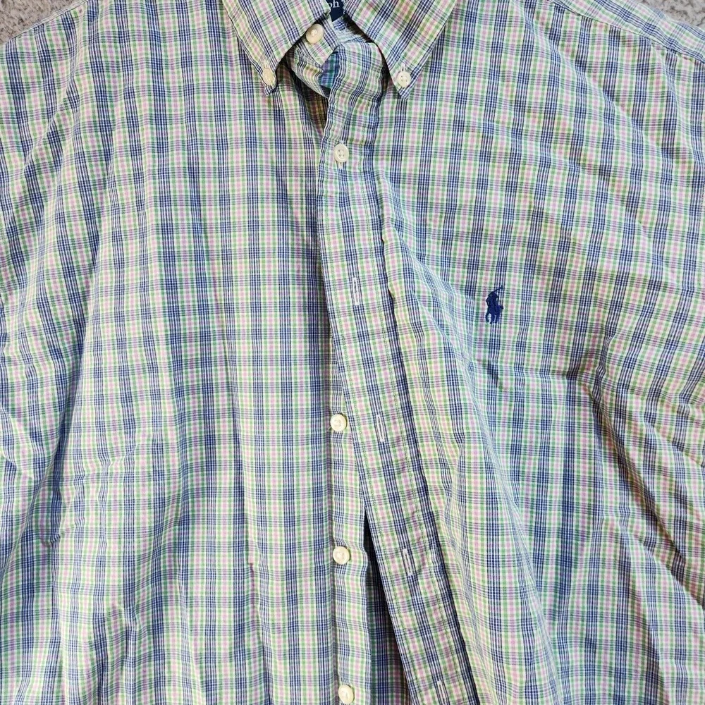Ralph Lauren‎ Shirt Men's Large 16.5 Multicolor Plaid Long Sleeve Button Down